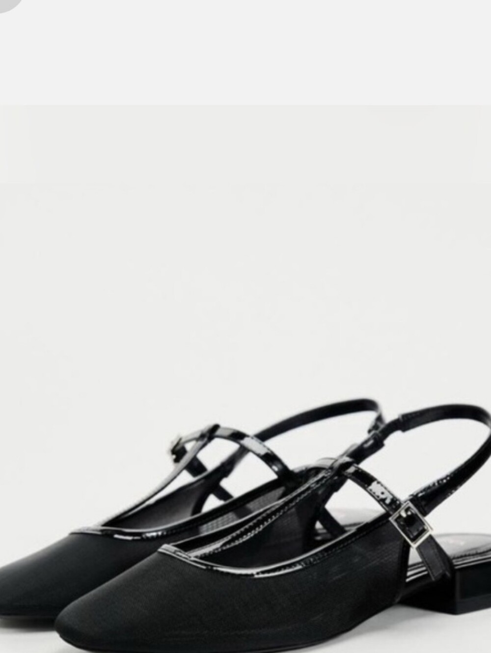 Zara Black Mash Slingback Mary Jane Flats Sz.40